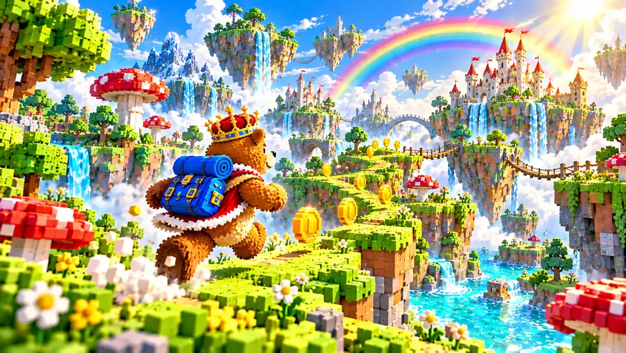 Vibrant 3D Graphics with a Retro Aesthetic