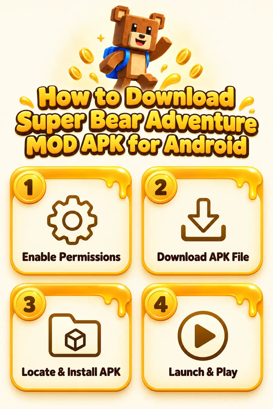How to download Super Bear Adventure MOD APK for Android infographic