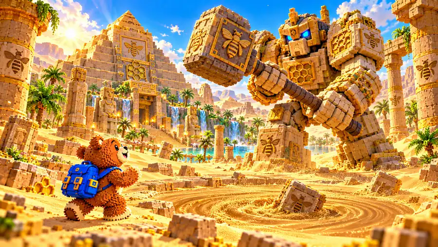 Beemothep Desert world in Super Bear Adventure