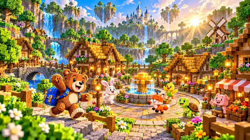 The Hub world in Super Bear Adventure